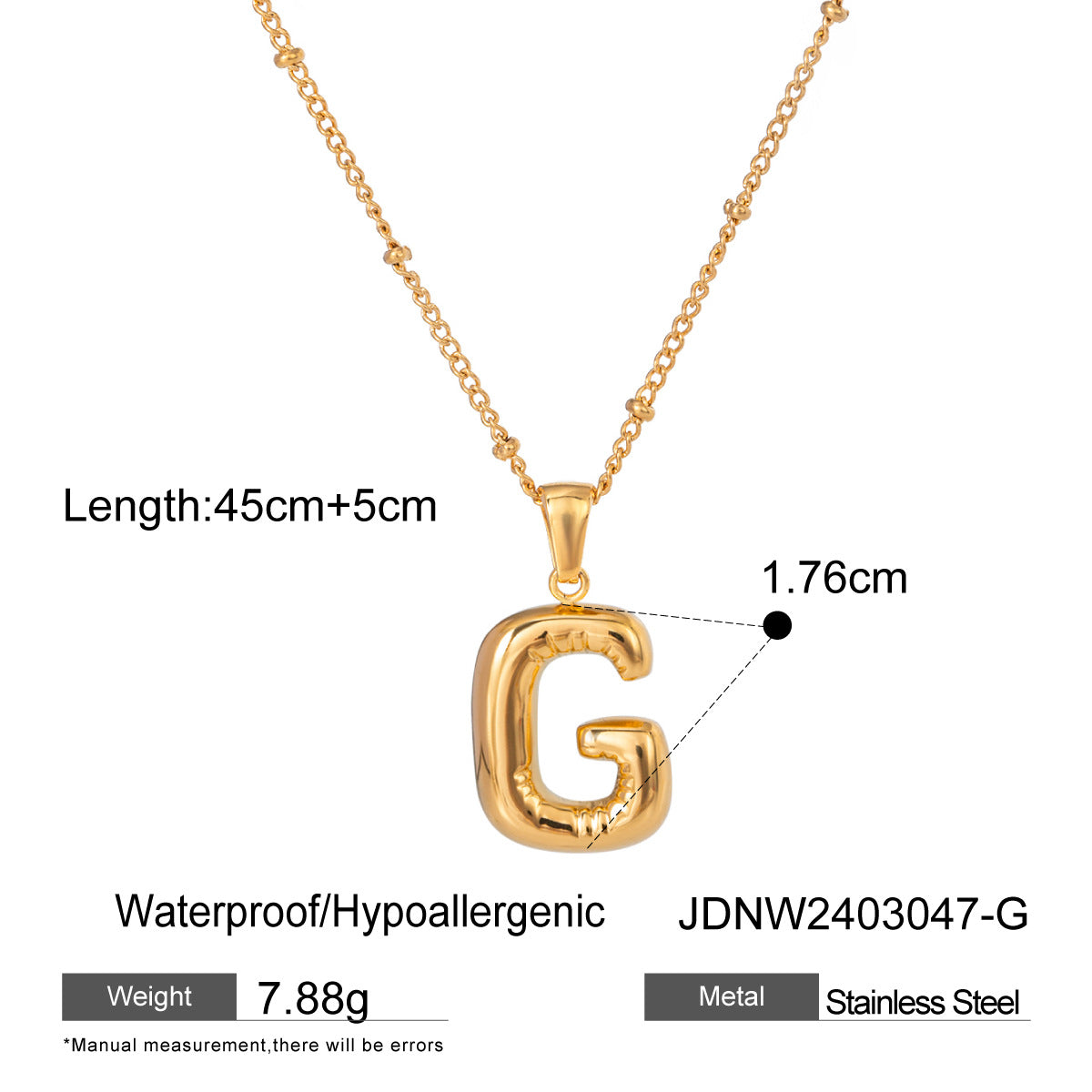 Gold 3D Playful Letter Pendant Necklace Set - Customizable Layered Initial Jewelry for Women (DIY Name/Word Styling, Daily/Casual Wear)