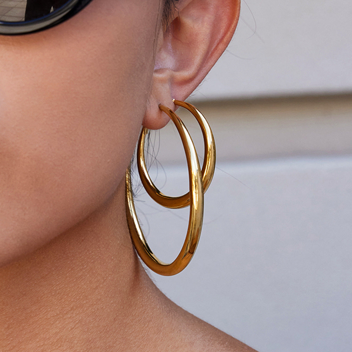 18K Gold-Plated Stainless Steel Double Oversized Hoop Earrings | Trendy INS-Style Statement Jewelry for Women | Bold Chic Oversized Hoop Earrings for Daily Wear & Party Outfits