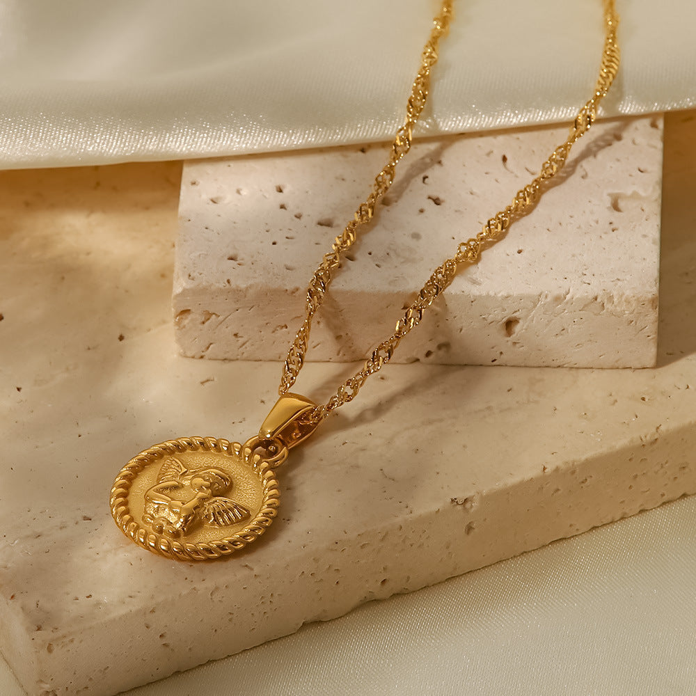 18K Gold-Plated Celestial & Heart Pendant Necklaces Set | Mother-of-Pearl & Crystal-Accented Retro Mystic Jewelry | INS-Style Layered Dainty Necklaces for Women | Versatile Daily Wear & Party Layering Accessories