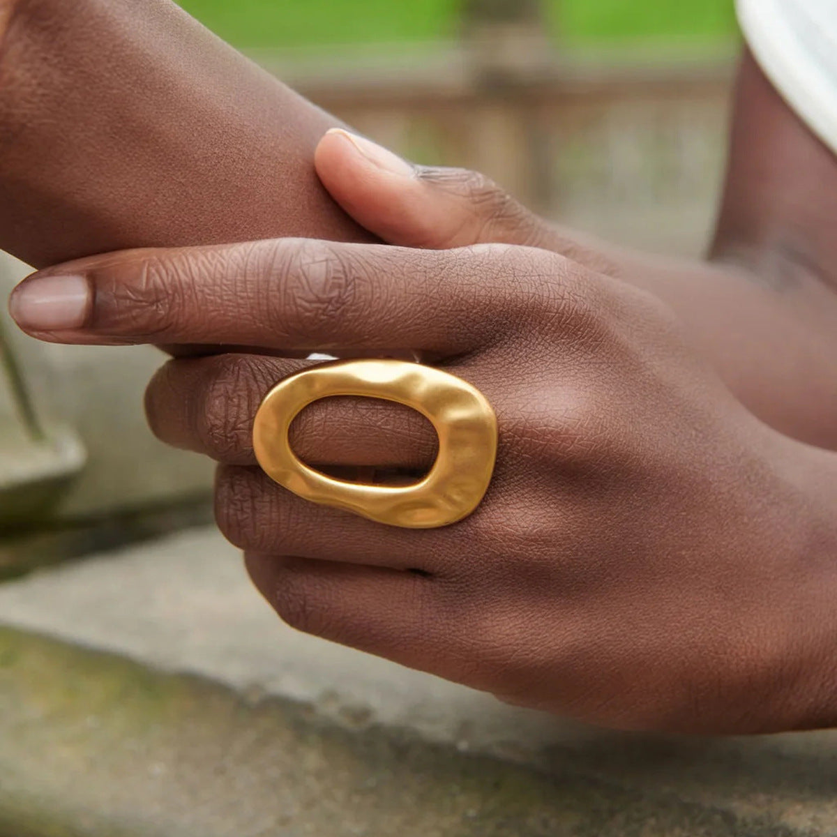 Gold 18k Tone Ring Set - Pearl/Irregular/Sculpted Designs | INS-Style Stackable Daily/Brunch Finger Jewelry for Women