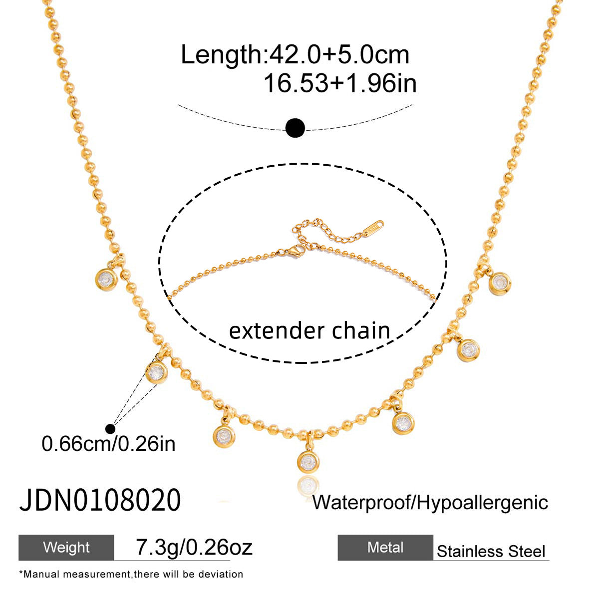 Gold Layered Beaded Chain Necklace Set - CZ Teardrop & Round Pendant Statement Jewelry for Women