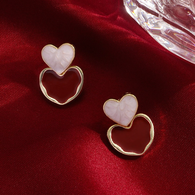 18k Gold Tone Pearl Red Ear Clip Set - Flower/Heart/Geometric Designs | INS-Style No-Piercing Daily/Brunch Accessories for Women