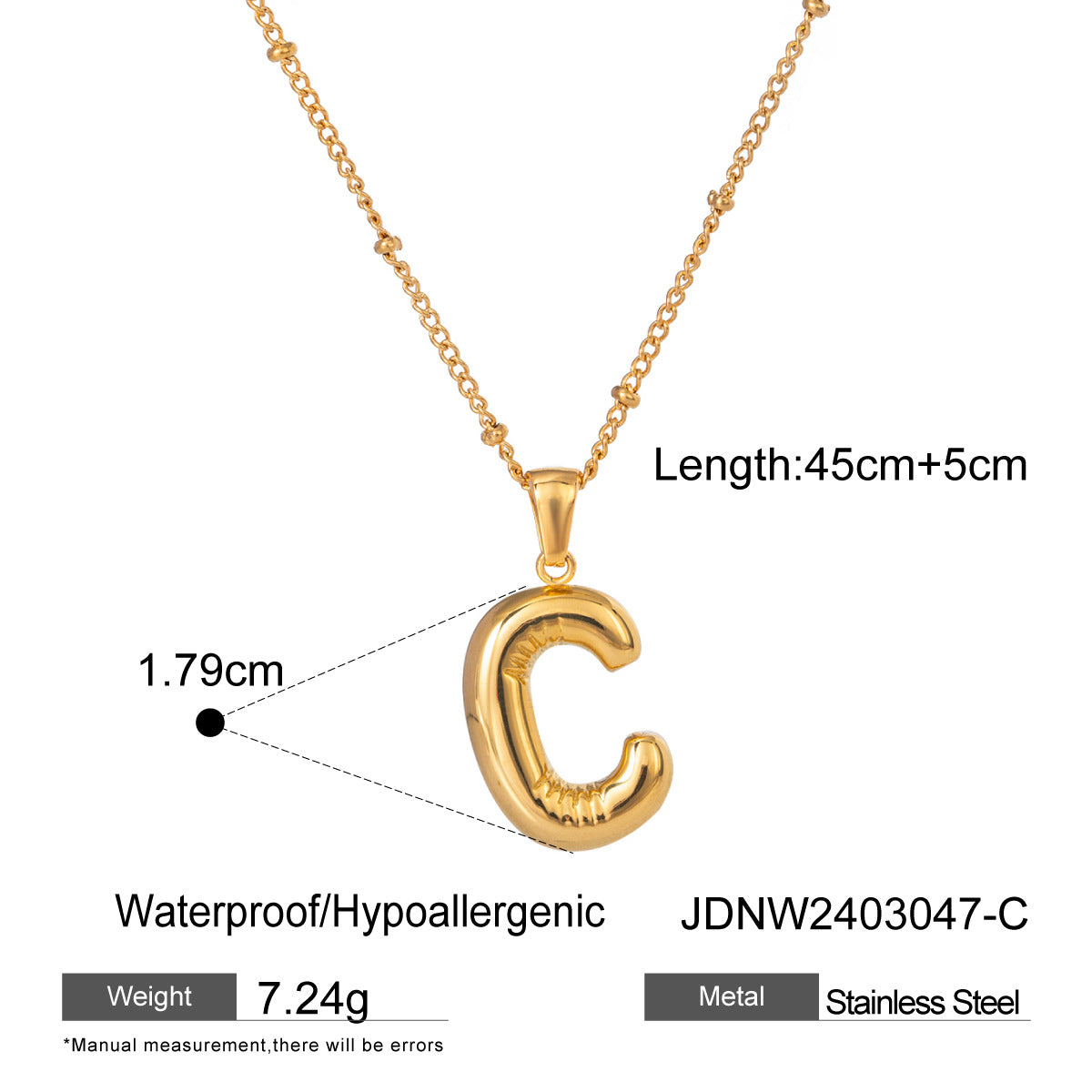 Gold 3D Playful Letter Pendant Necklace Set - Customizable Layered Initial Jewelry for Women (DIY Name/Word Styling, Daily/Casual Wear)