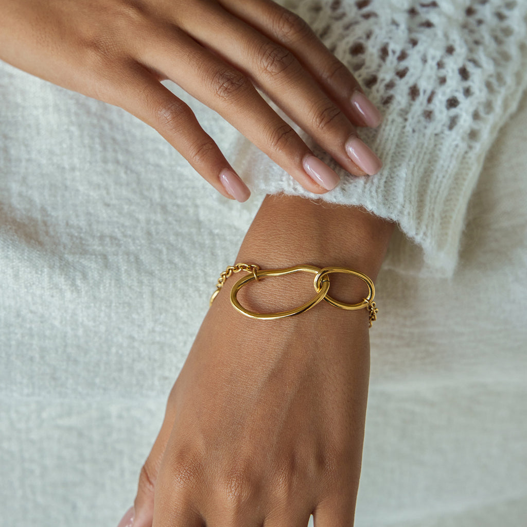 Gold Evil Eye Turquoise Jewelry Set - Layered Bracelets (Chain/Cuff) & Statement Ring | Boho Chic Statement Accessories for Women