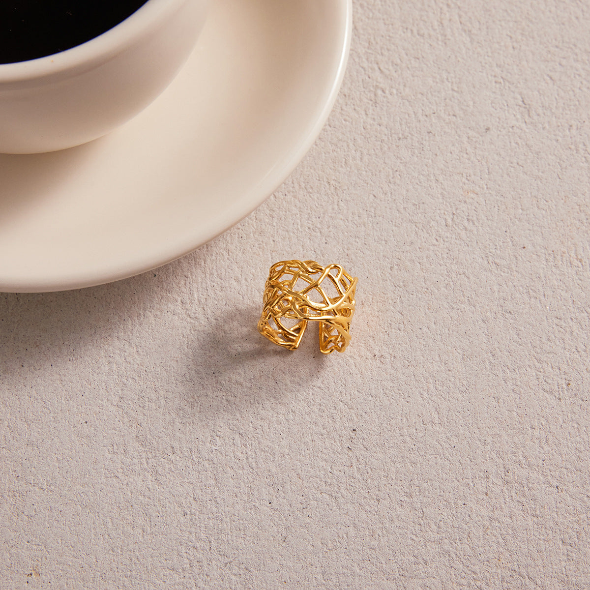 Gold Celestial Stackable Ring Set - Pearl Moon Sun Statement Jewelry for Women