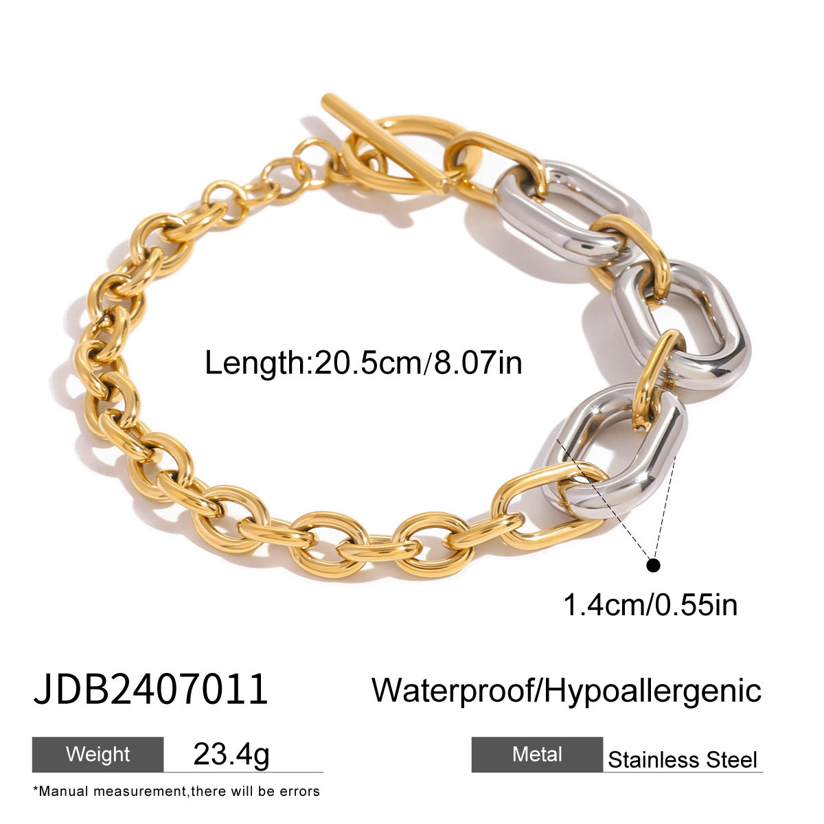 Gold & Silver Multi-Chain Bracelet Set - Oval/Twist/Link Chain Designs | Modern Layered Wrist Jewelry for Women (Daily/Brunch/Casual Wear)