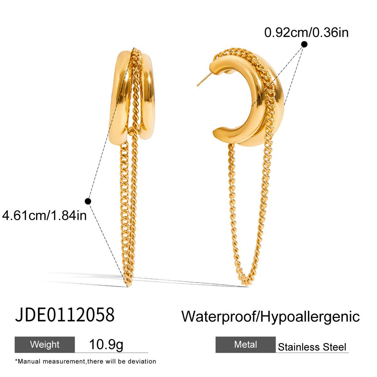 Gold Hoop Tassel CZ Dangle Earrings - Minimalist Long Chain Statement Jewelry for Women