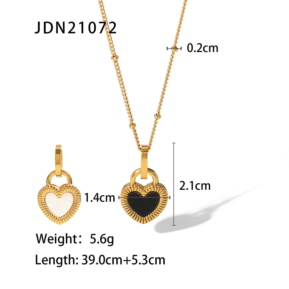 18K Gold-Plated Heart Pendant Layered Necklaces Set | Agate, Turquoise & White Mother-of-Pearl Accent Jewelry | Trendy INS-Style Dainty & Chunky Heart Necklaces for Women | Versatile Daily Wear & Party Layered Jewelry Collection