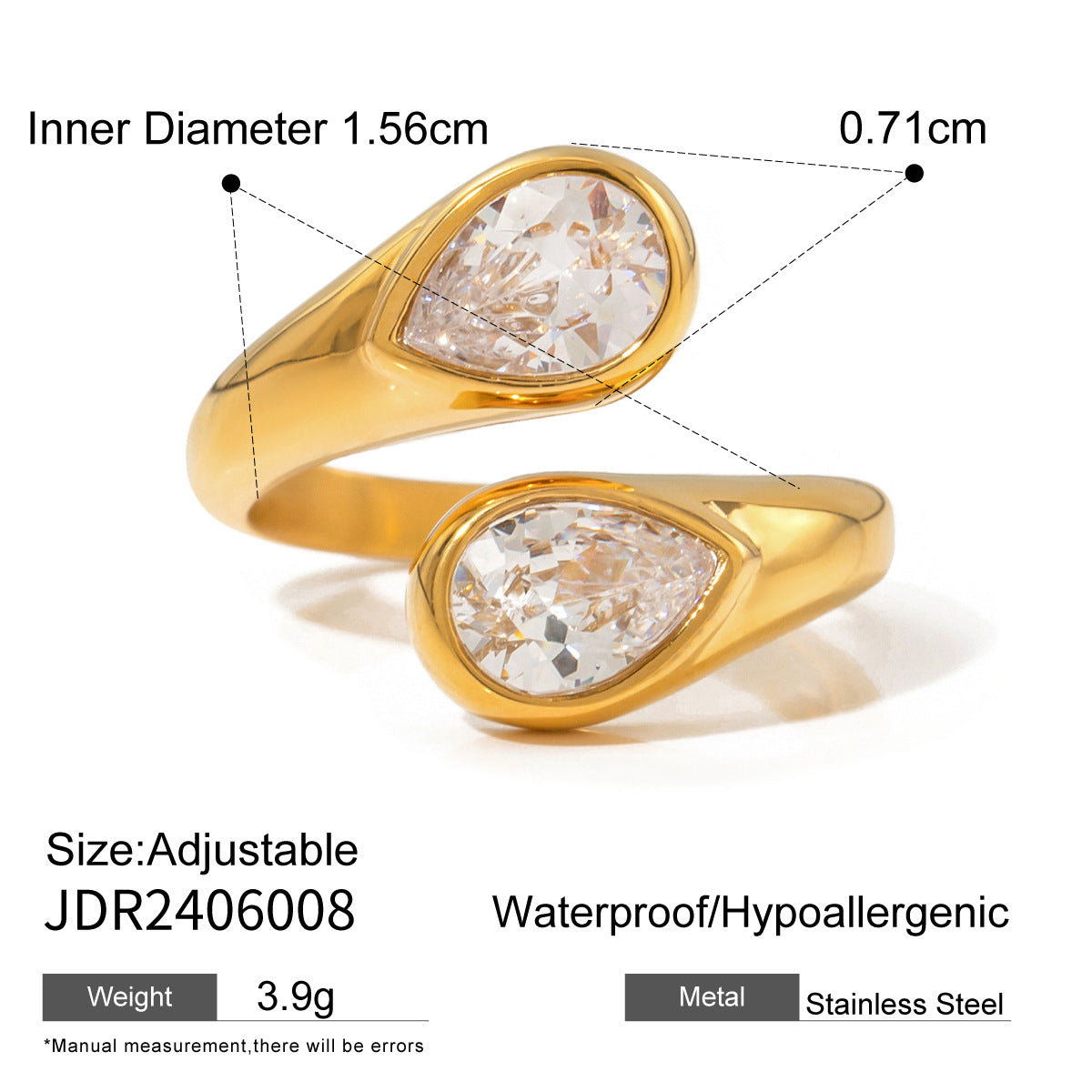 Gold Crystal Ring Set - Heart/Star/Multi-Stone Designs | 18k Gold Tone INS-Style Stackable Daily/Brunch Finger Jewelry for Women