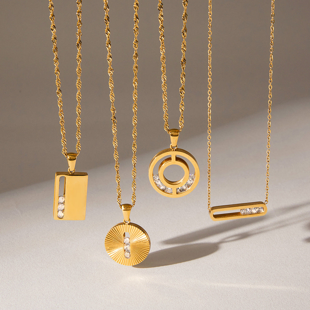 Gold Geometric Pendant Necklace Set - Minimalist Multi-Style Dainty Necklaces for Women