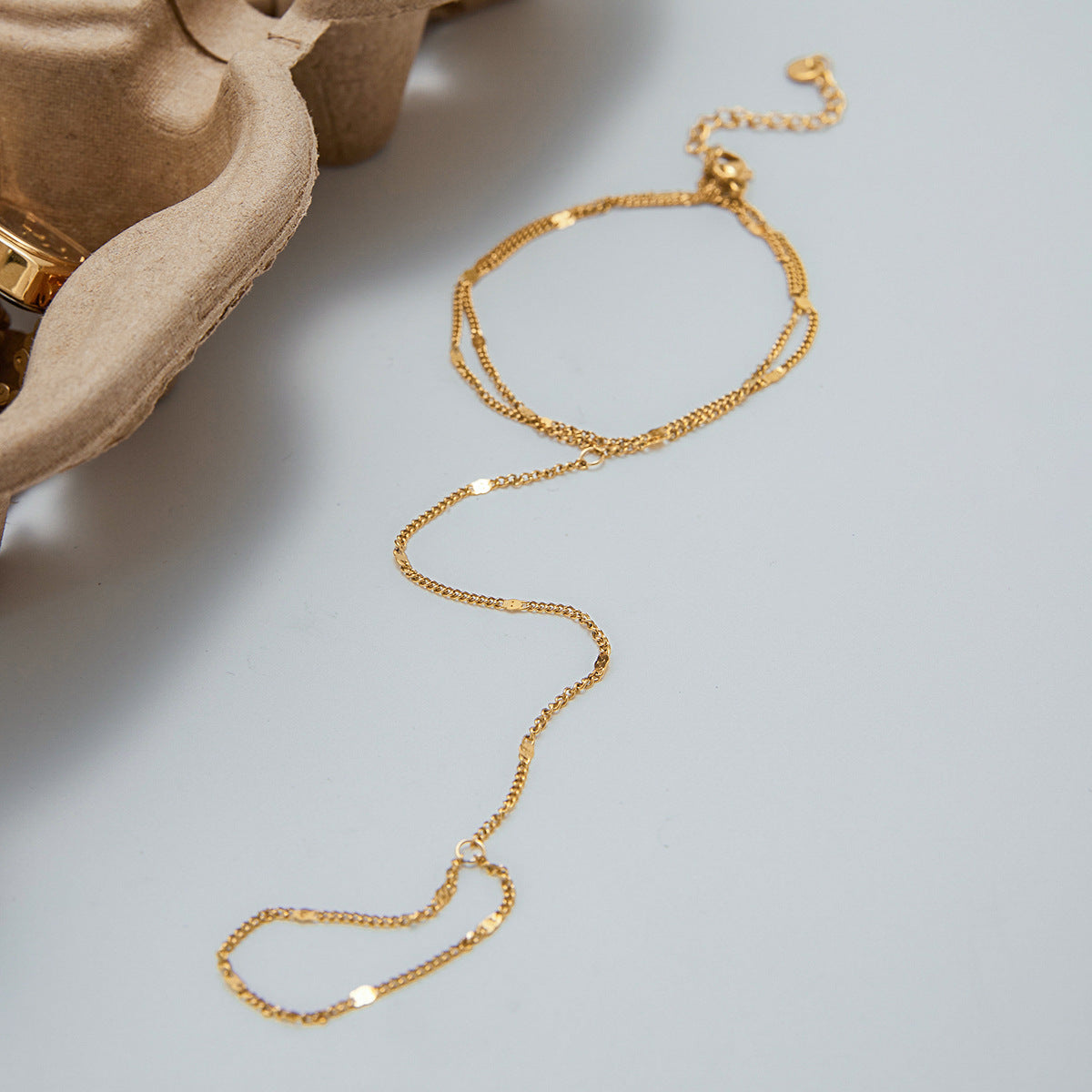 Gold Layered Bracelet & Ring Set - Pearl Strands, Coin Charm Hand Chain + Statement Rings | Retro Luxury Daily Jewelry for Women