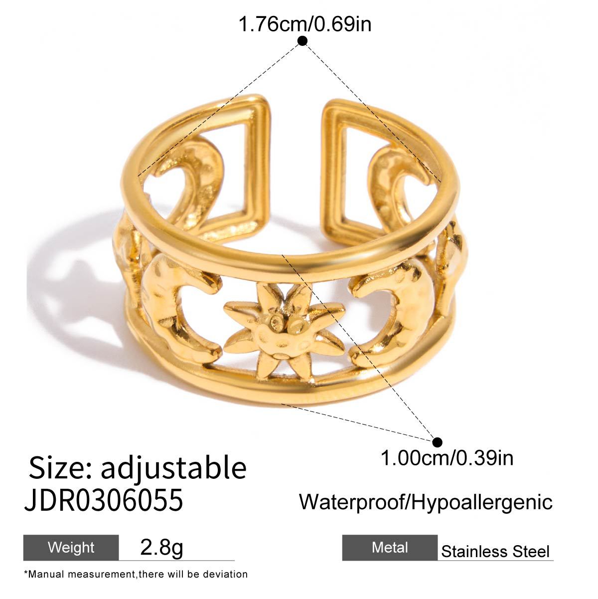 Gold & Silver Celestial Ring Set - Sun/Moon/Star Charms | Boho Layered Statement Jewelry for Women (Daily/Casual/Boho Outfit Wear)